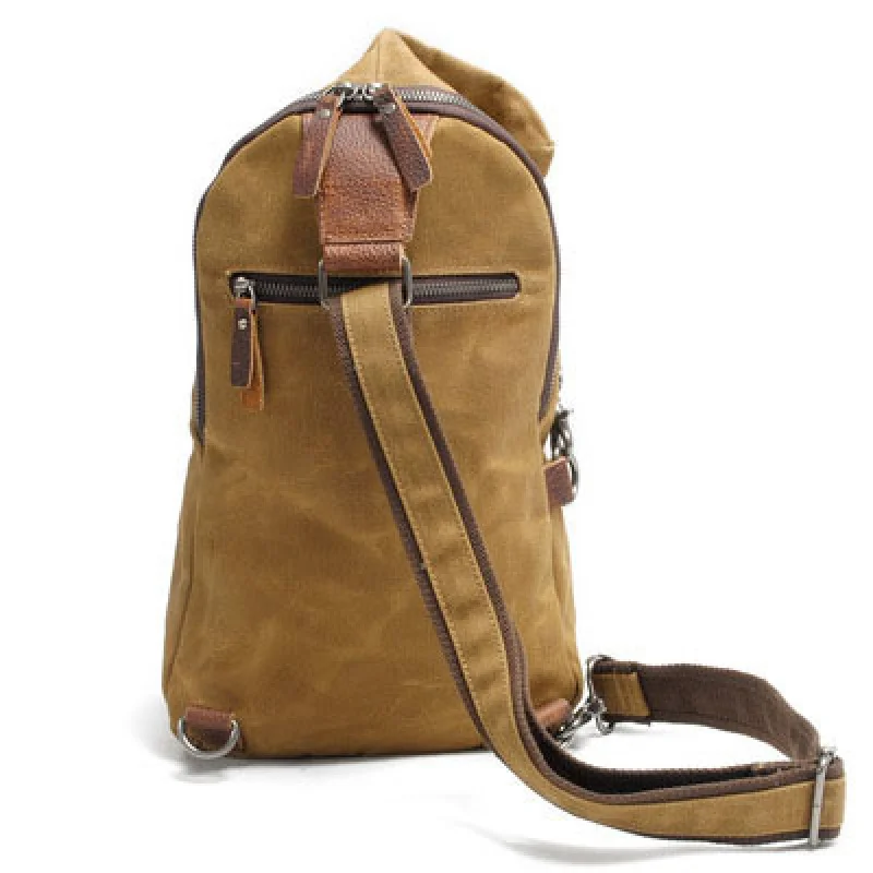 New waterproof batik fabric backpack, vintage chest bag, men's canvas shoulder bag, casual dumpling-shaped backpack