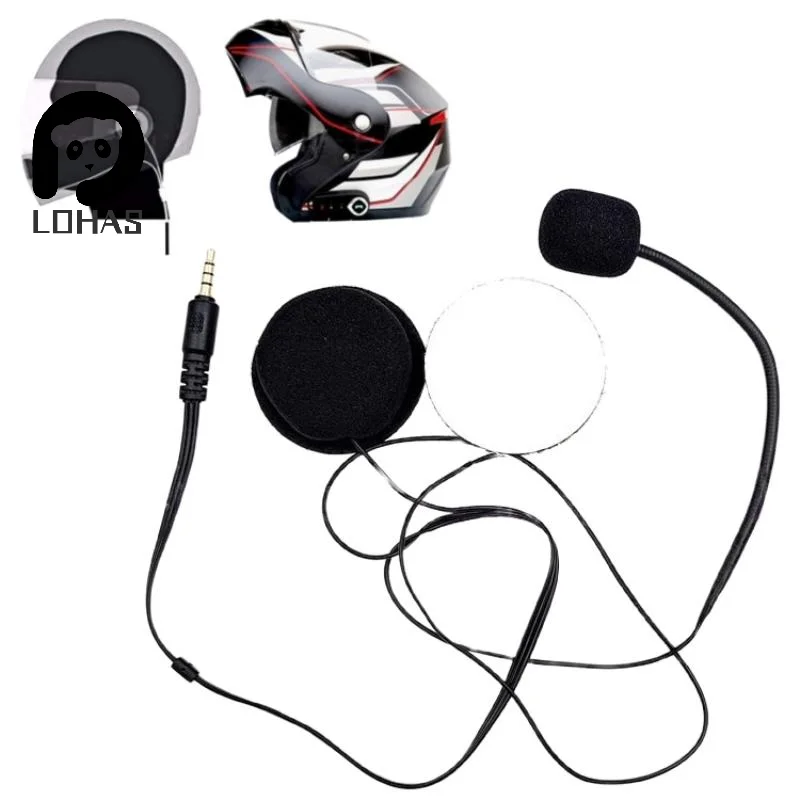 1Pc Motorcycle Helmets Headsets Intercom Microphone 3.5mm Straight Head Helmets Headsets Mic Build-in 32Ω Double Speaker
