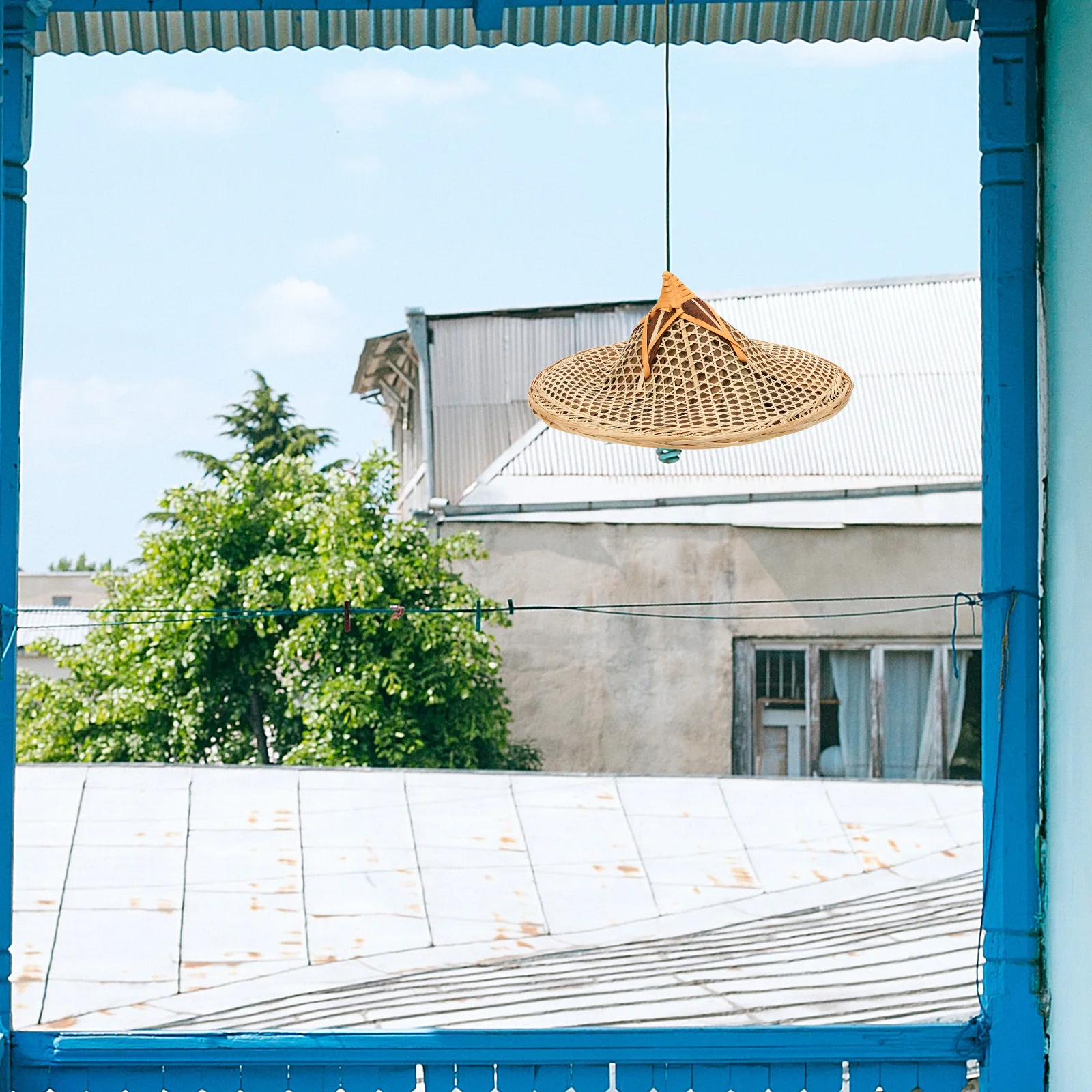 

Straw Hat Lampshade Bamboo Woven Pendant Shade Rustic Hanging Lamp Cover Classic Light Fixture for Restaurant Home