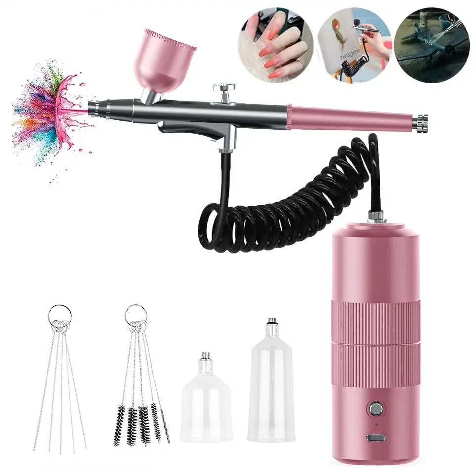 Airbrush-spijker met compressor Draagbare luchtborstel met compressor voor nagels Art Cake Painting Craft Airbrush Nail Art-compressor