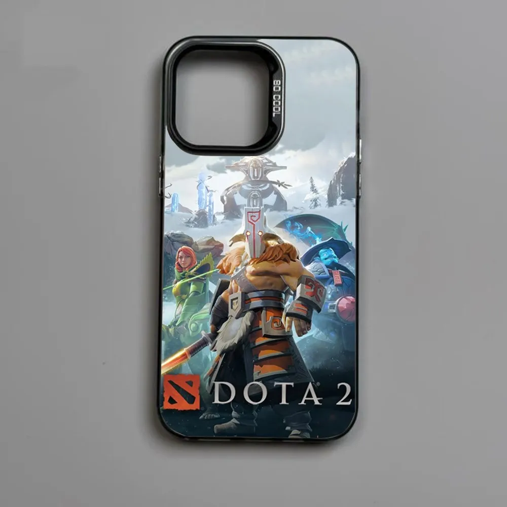 حافظة هاتف Game D-Dota 2 لهاتف iPhone16,15,14,13,12,11,Mini,Pro,MAX لون فضي شل غطاء خلفي مقاوم للصدمات
