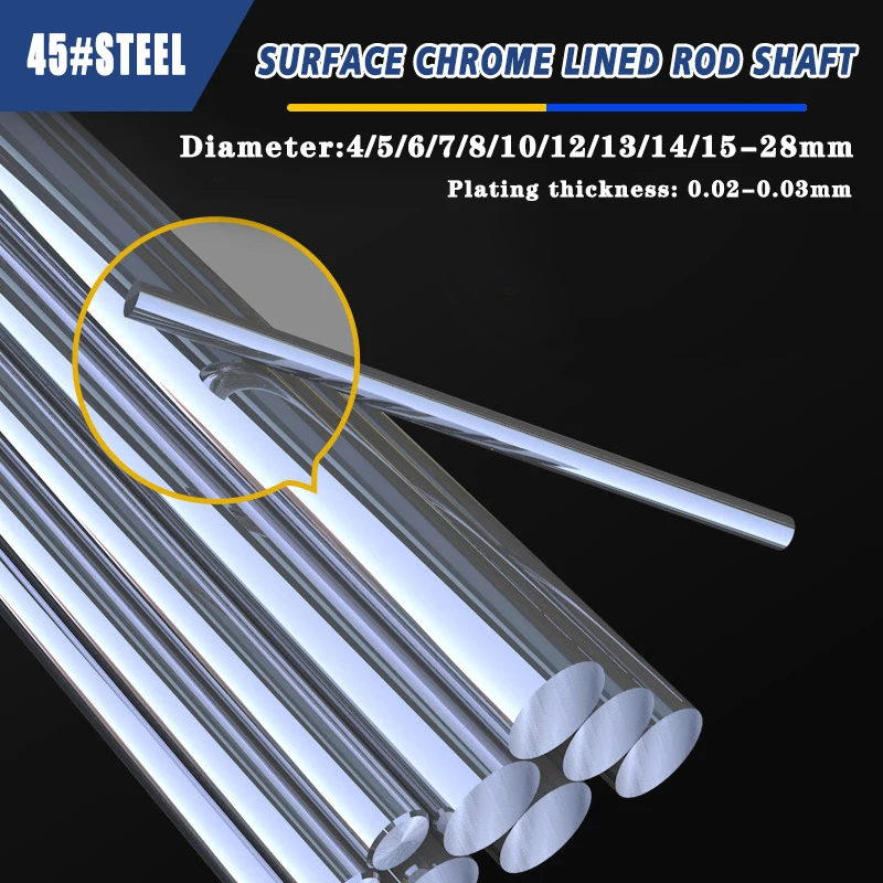 1PCS 4 5 6 7 8 10 12 13-28mm 45#Steel Linear Shaft Length 100/150/200/250/300/400/500mm Chromed Harden Rod Linear Motion Shaft