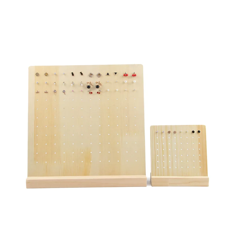 28/66 Pairs Hole Wooden Earrings Display Stand Desktop Ear Stud Dangle Earring Holder Jewelry Storage Rack Counter Showcase Prop