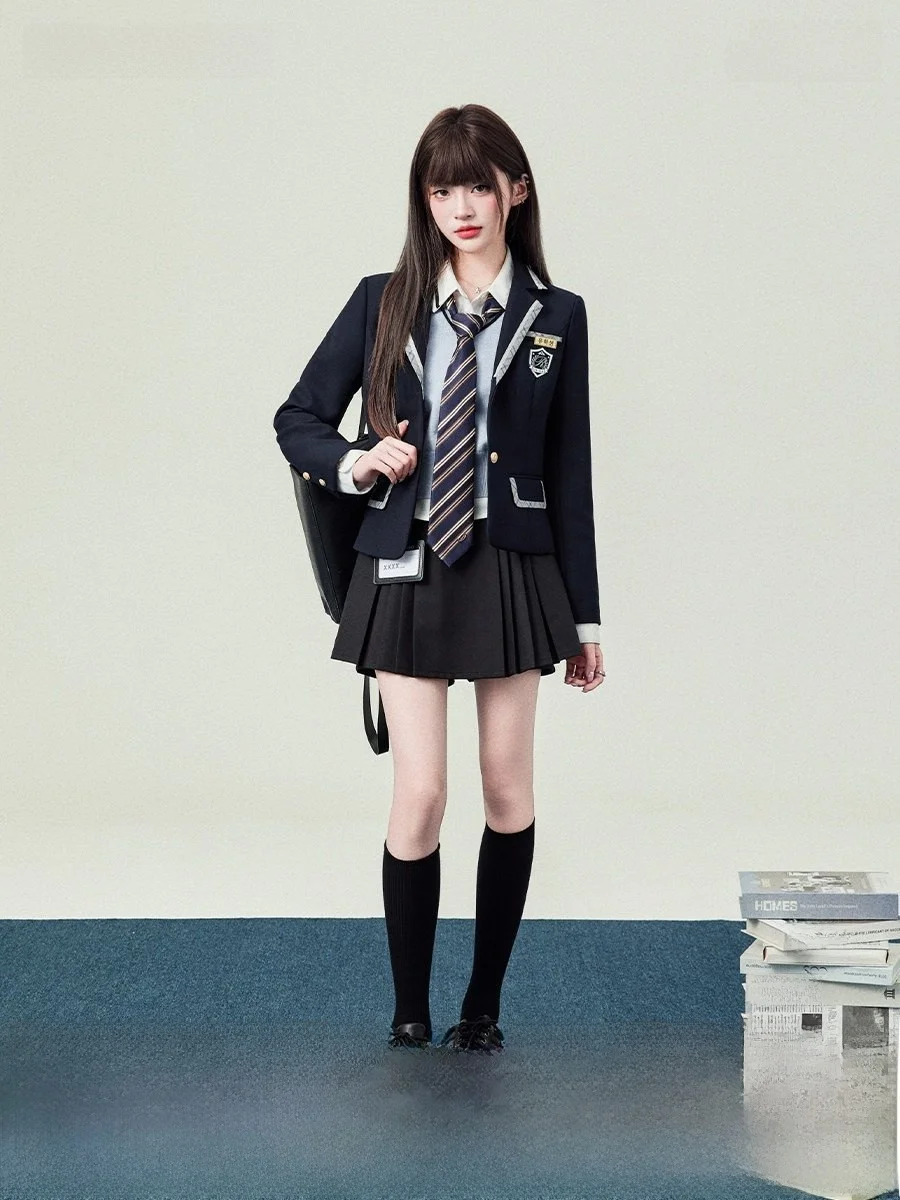 

Ele Корейский женский костюм Jaet с застежкой на талии Academy Theme Long Sve ort Length Pure Color Commute Ready