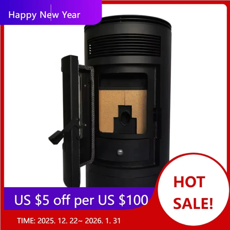 

【Factory】Modern Design Cast Iron Stove Fireplaces Electric 12KW Biomass Wood Pellet Heater Stove with Chimney WiFi Control