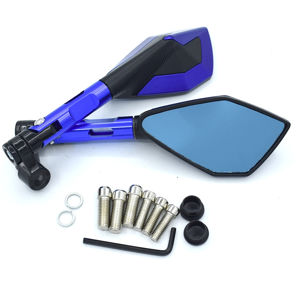 Universal Motorcycle Rearview Mirror Blue Glass CNC Aluminum For Suzuki GSX-S1000 GSX1400 SFV650 SV650/A DL250 DL650A C109R/RT image 3