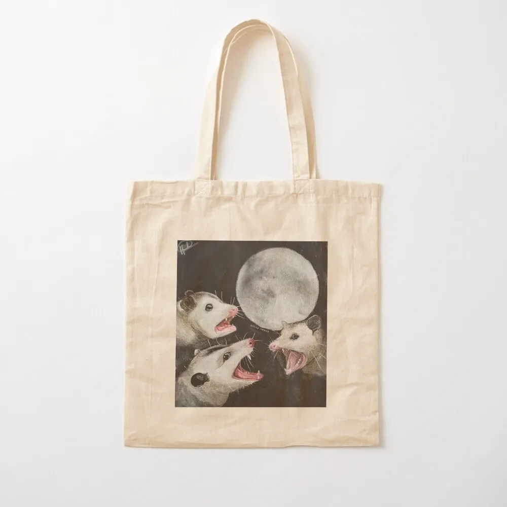 

Possums howling at moon design Tote Bag custom fabric bag tote bag woman Canvas Tote