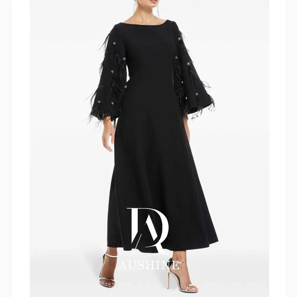 

Aushine Customized Birthday Evening Dress Floor Length Full Sleeves Summer Elegant Wedding Party Gowns For Women Arab 2024Fu