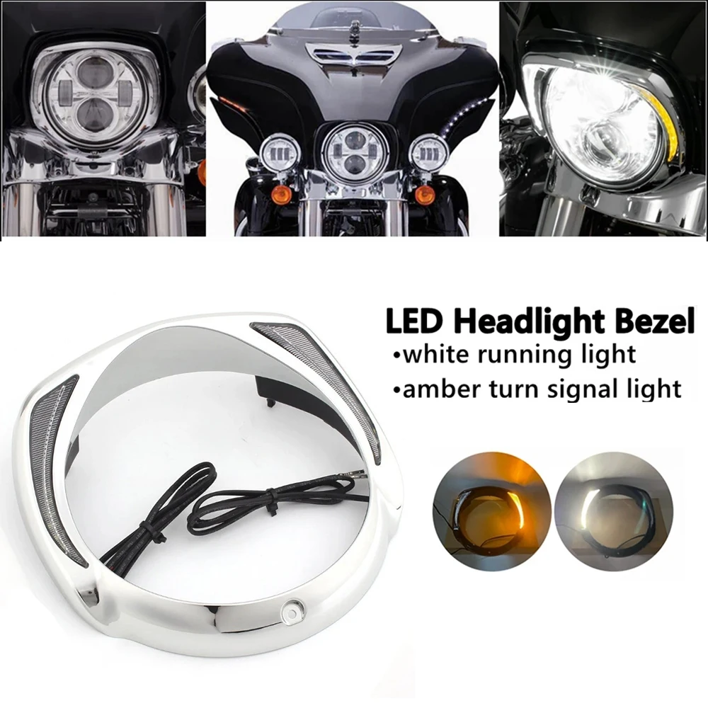 

For Motorcycle 7'' LED Headlight Bezel Visor Trim Ring Fairing Cover For Harley Touring Electra Street Glide CVO Ultra Classic