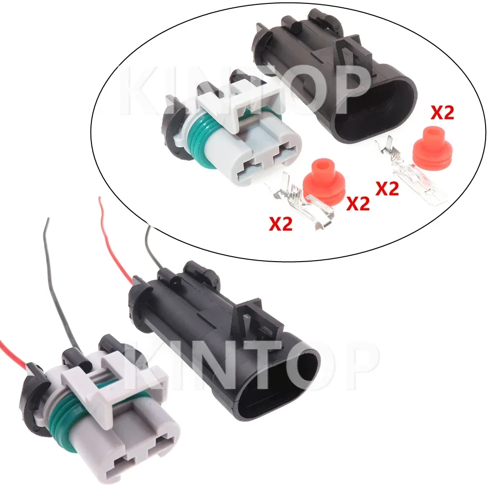 1 Set 2 Pins 15344054 12147060 Auto Cistern Electronic Fan High Current Cable Socket AC Assembly For Buick 15363990 15363993