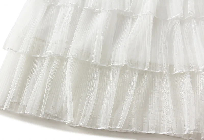 New Summer Korean Mesh Half Body MIDI Skirt Spring and Autumn Super Fairy Layered Cake Skirt Women's Knee Long Beach Skirt