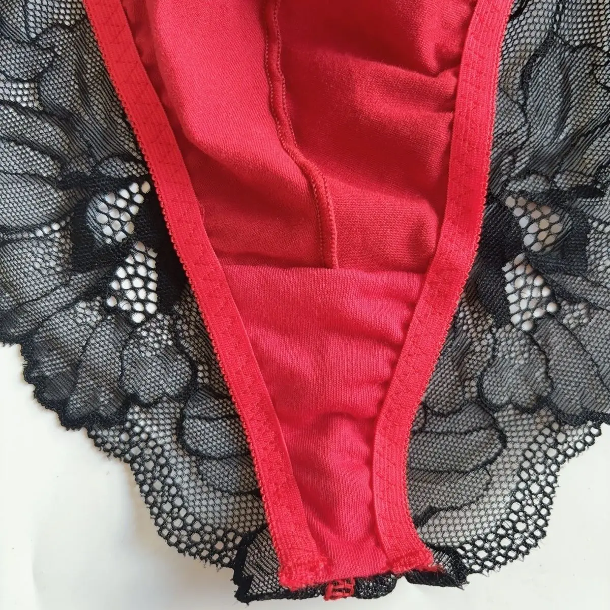 Man's Red Lace Half Sheer Hip BF Briefs Live Show Dance DJ Club Bar Private FKK Party Harajuku Thai