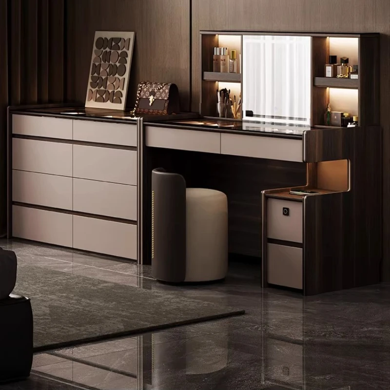 

Luxury Lift Dresser Chest of Drawers Integrated Bedside Cabinet Smart Electric Makeup Table Dressing Table Vanity Sets Furniture