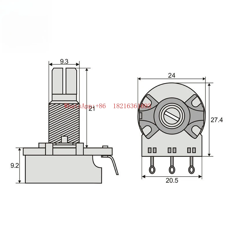 Store 1644 CTS Potentiometer 250K Electric Guitar Bass Knob Volume Tone Aluminum Axis 500K