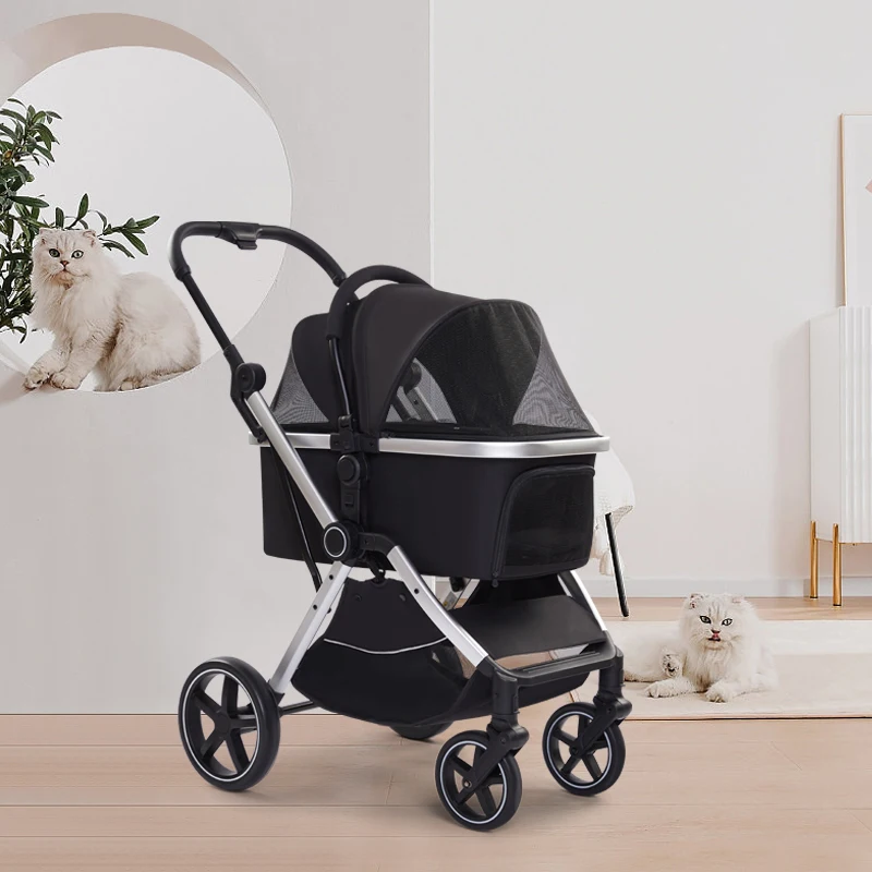 2025 New Durable 3 in 1 Aluminum Pet Trolley Customized Pet Stroller Dog with Detachable Big Carrier 890*580*1080mm