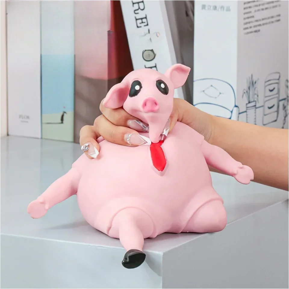 Brinquedo mole de porco rosa, brinquedo de estresse sensorial de porco fofo, brinquedo de porco rosa de alívio de estresse animal elástico engraçado para crianças e adultos