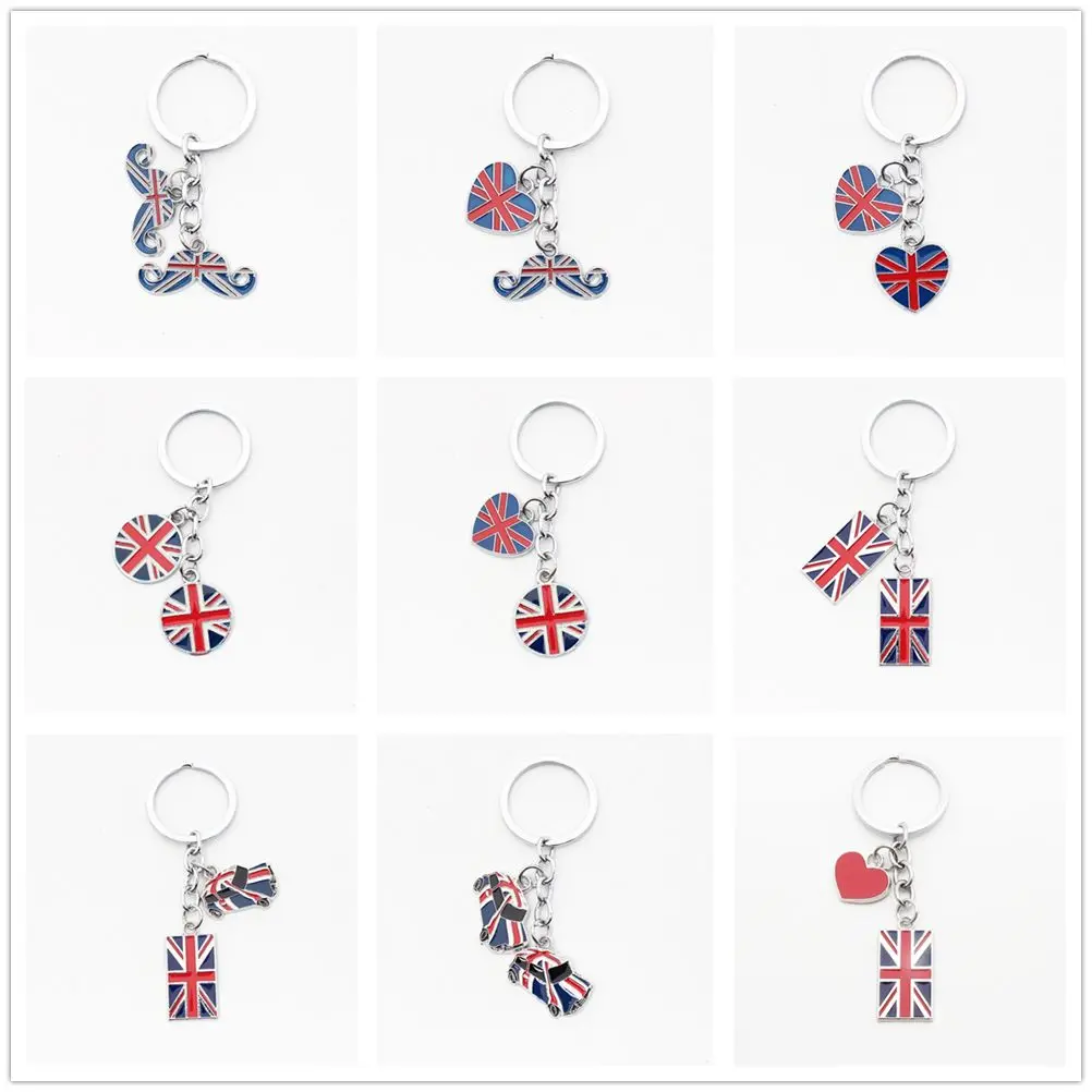 Porte-clés en métal de qualité supérieure, porte-clés drapeau britannique, pendentif cœur, porte-clés Union Jack, drapeau britannique GB