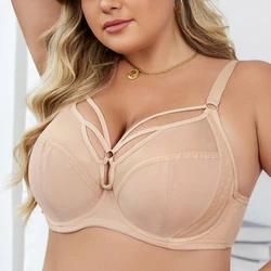 Sexy Womens Bandage Minimizer Bra Full Coverage Non Padded Underwire 38 40 42 44 C D DD Female Breathable Large Size Lingerie