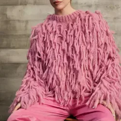 Fashion Tasels Design Solid Color Sweater Women New Autumn Winter Round Collar Casual Loose Knitted Pullover Jumper s671