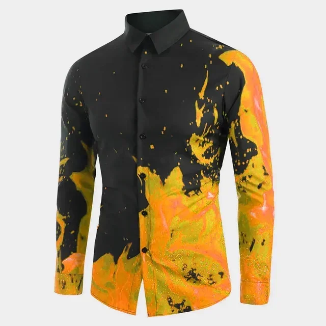 Men Shirt 3D Splash Ink Abstract Fashion Casual Outdoor Street Party Men's Tops Comfortable And Soft High Quality Clothing Tops