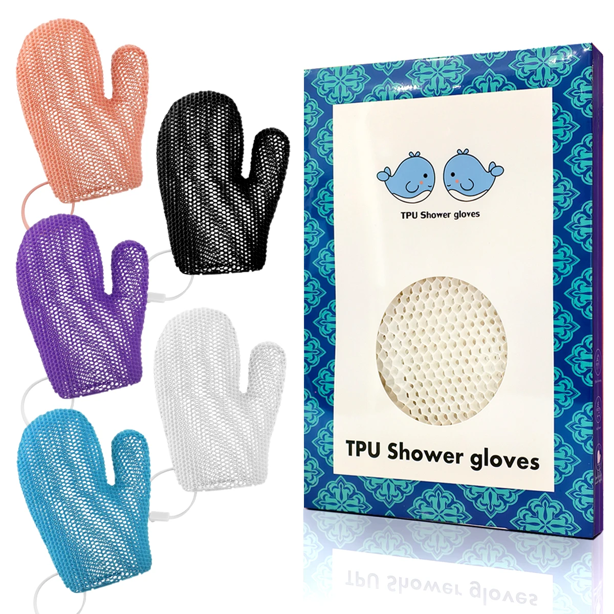 Set of 2 TPU Honeycomb Shower Gloves Skin-friendly, Odourless, Foamy and Tear-resistant The First Choice for Family Bathrooms.