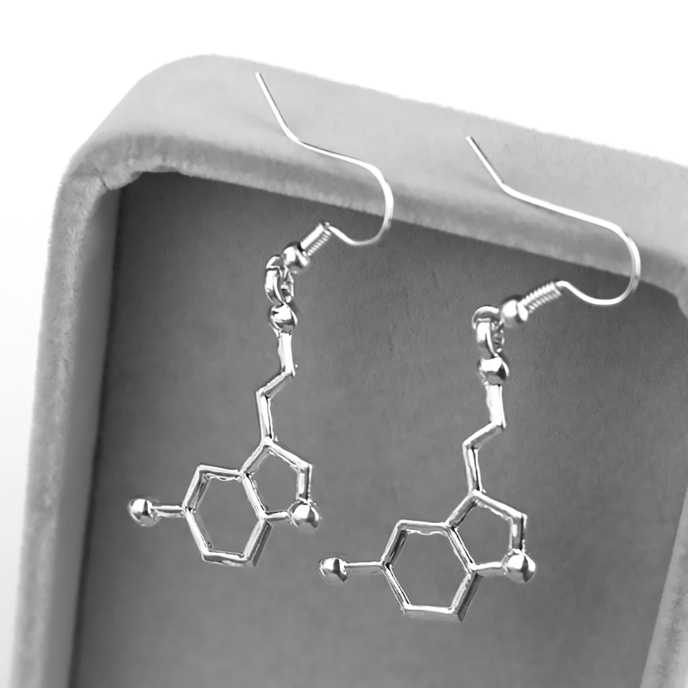Fashion DNA Dopamine Molecule Earrings for Women Biology Chemical Serotonin Jewelry Hook Earrings Teacher Student Gifts