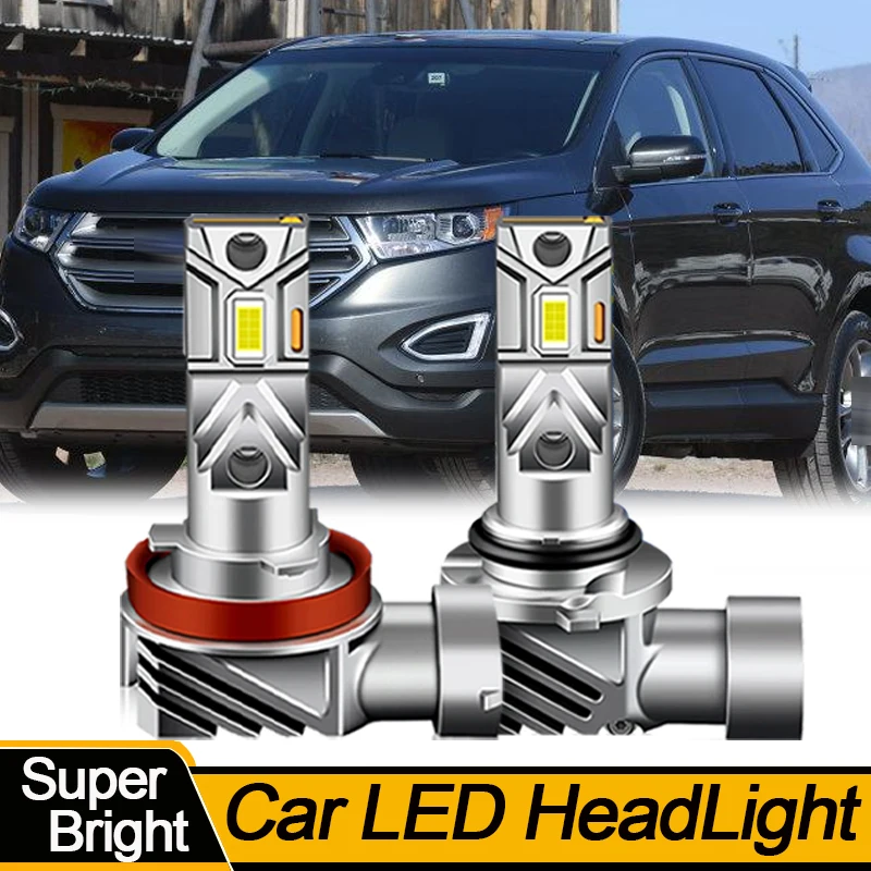2PCS 9005 HB3 H11 High Low Beam LED Headlights For Ford F-150 Escape EcoSport Ranger Edge Super Bright 12V White Headlamp bulbs