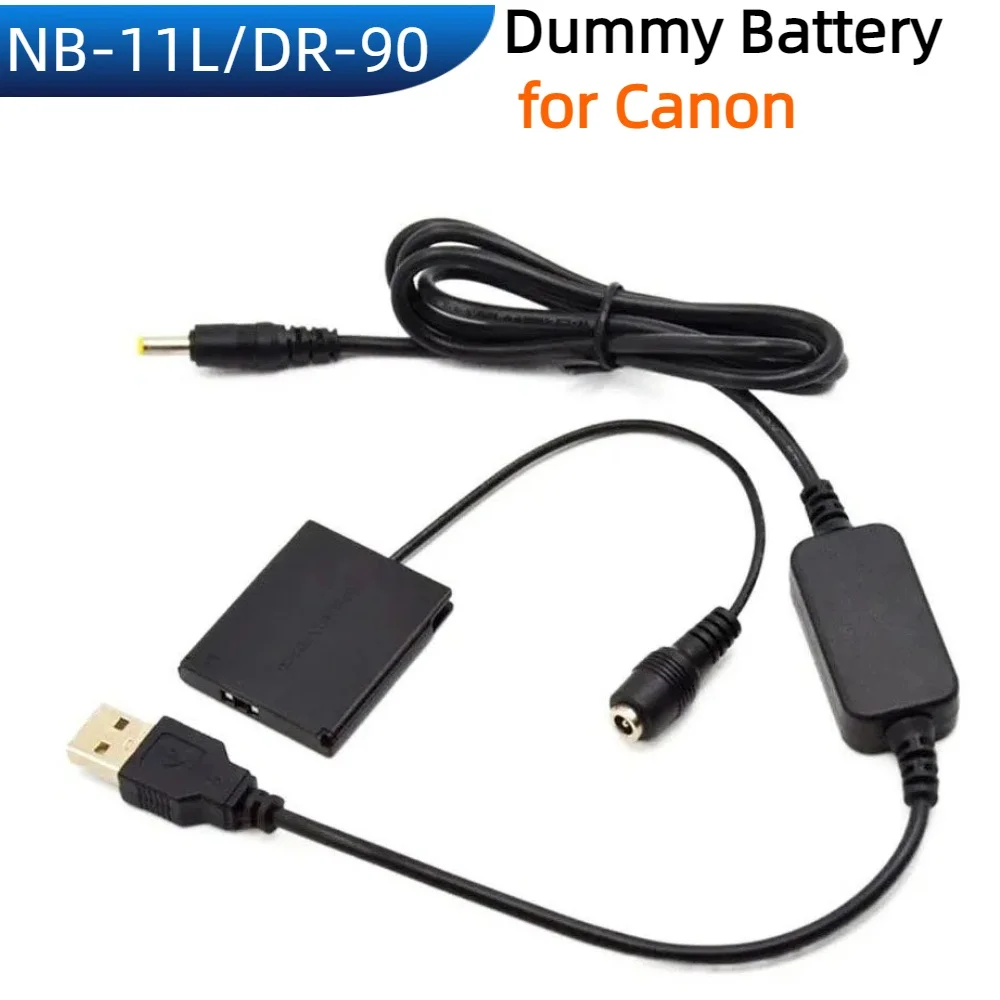 

Имитатор батареи NB-11L, адаптер питания DR-90 DC Coupler + USB-кабель для камер Canon IXUS125HS, 240HS, A2400, A3400, A4000