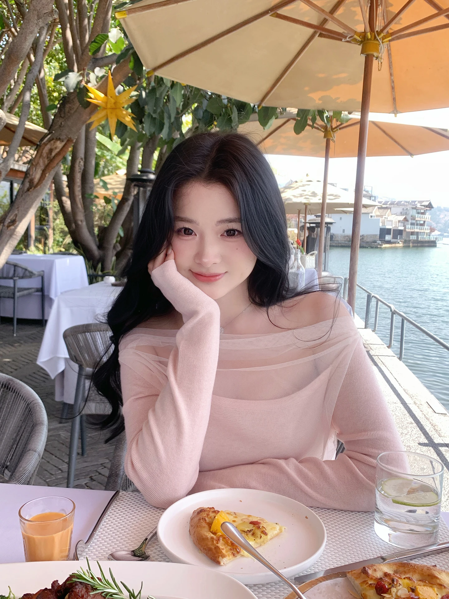 

Banana Pure Desire One oulder Me Splice Knitted Sweater Women's Slim Long Sve T-irt Base irt Top Sweet Sle