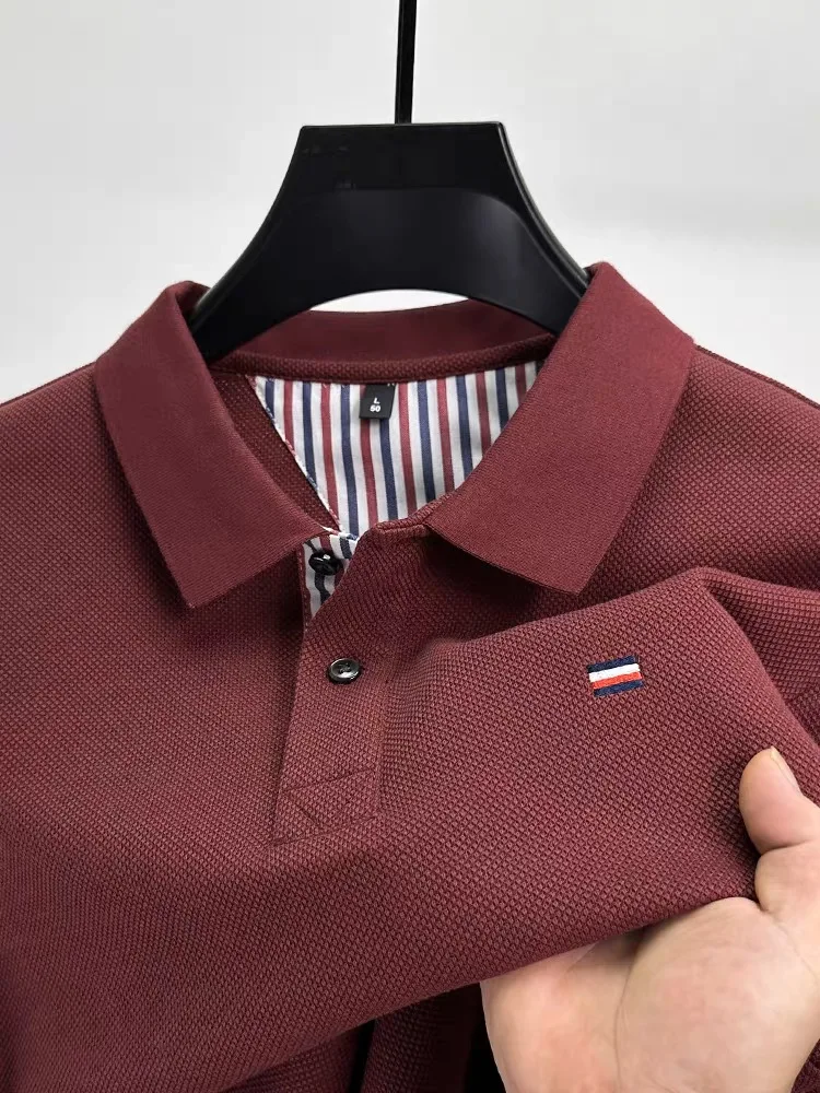 

Luxury brand classic embroidered polo shirt men long sleeved lapel autumn high-quality cotton Korean version casual Paul T-shirt