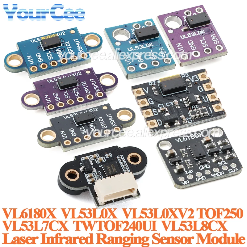 5pcs/1pc Laser Ranging Sensor Module VL6180X VL53L0X VL53L8CX VL53L7CX TOF250 TWTOF240UI Distance Sensor