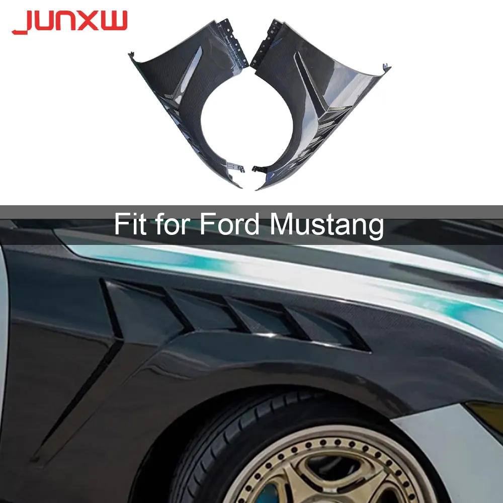 

Real Dry Carbon fiber Front Side Bumper Fins Air Vent Trims for Ford Mustang 2024+ FRP Front Fender Canards Splitters Body Kits