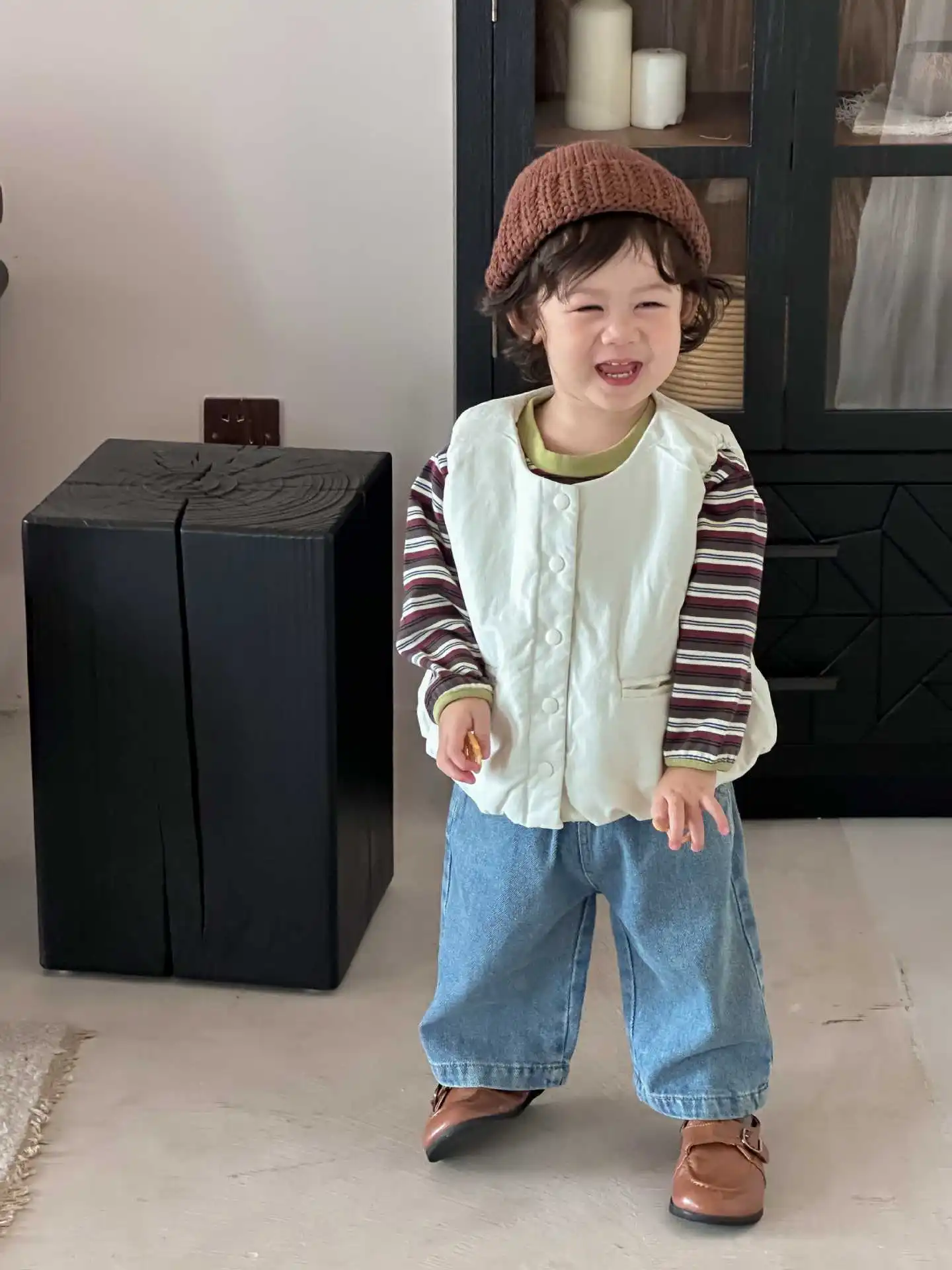 Infant Boys Casual Coat Girls Vest Cardigan Cotton Toddler Vest Jacket 2025 Autumn New Baby Sleeveless Warm Vest Solid