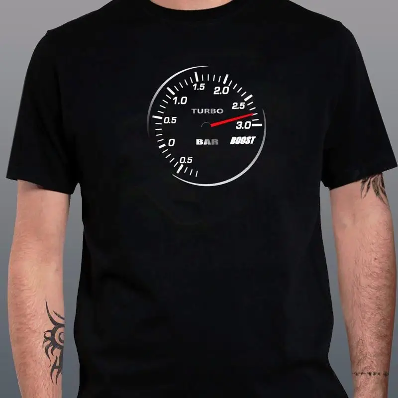 توربو تي شيرت Turbometer 3 0 BAR JDM Boost Silver S 5XL كم طويل