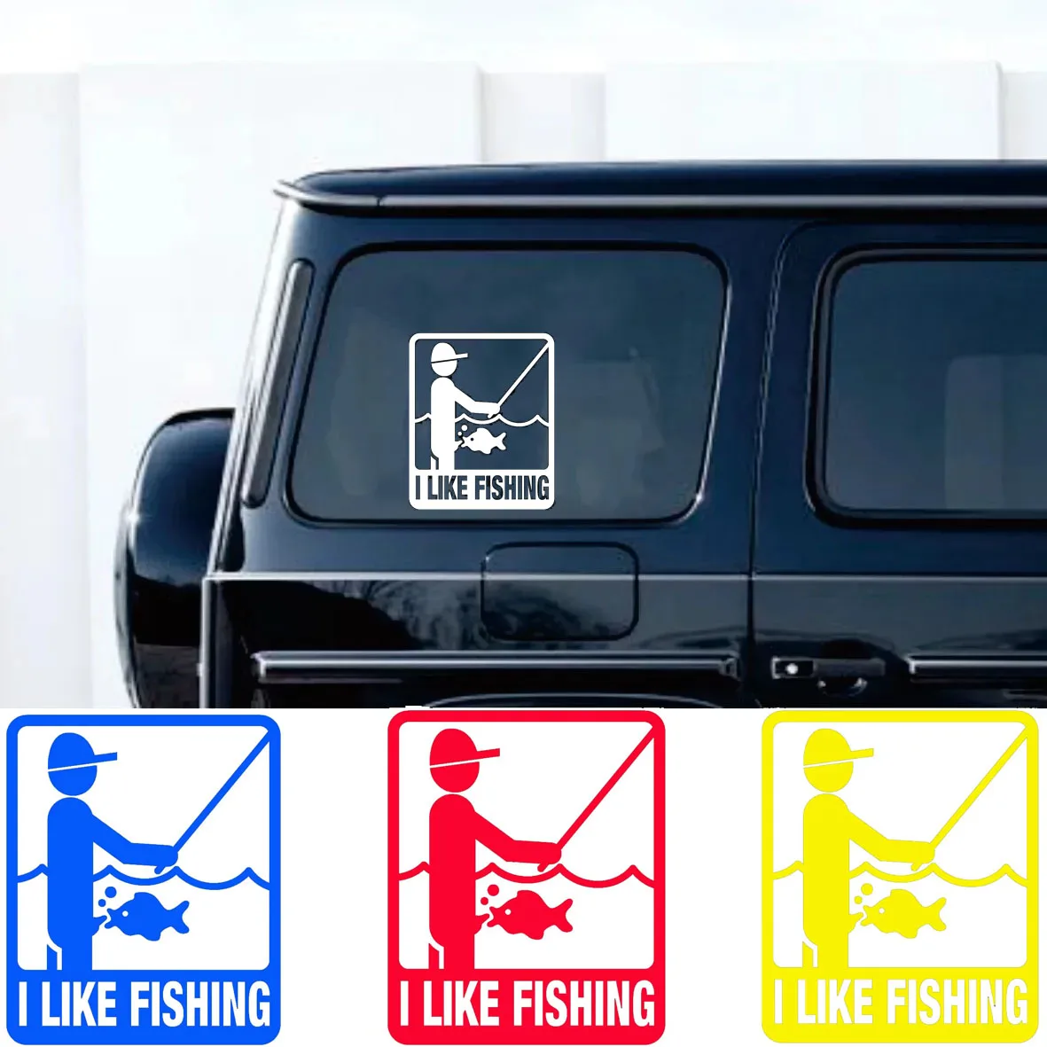 

Personalized I Like Fishing Car Stickers Cover Scratches Window Vinyl Decal for Motorcycle Laptop Phone Helmet Decoration