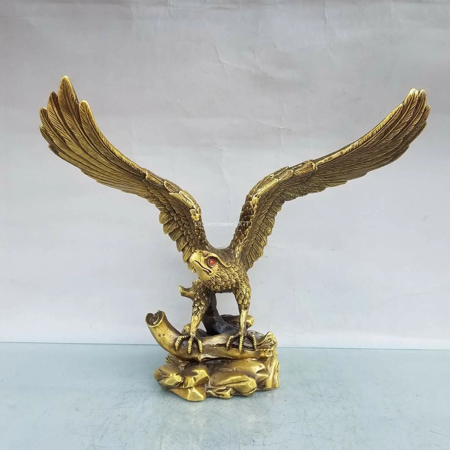 11'' brass copper home feng shui decorate bird grand plans eagle hawk statue
