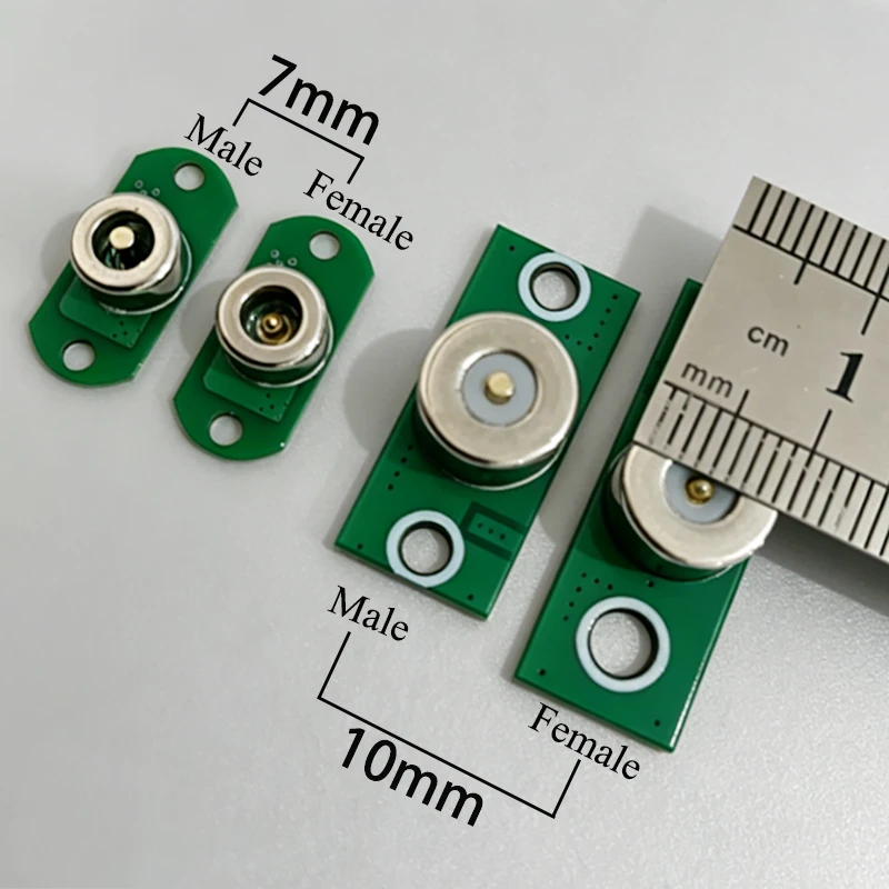 1PCS Magnetic Pogo Pin Connector PCB Mount 7mm 10mm Male Female Spring Charging Terminal For Beauty Device Smart Watch Mini Fan
