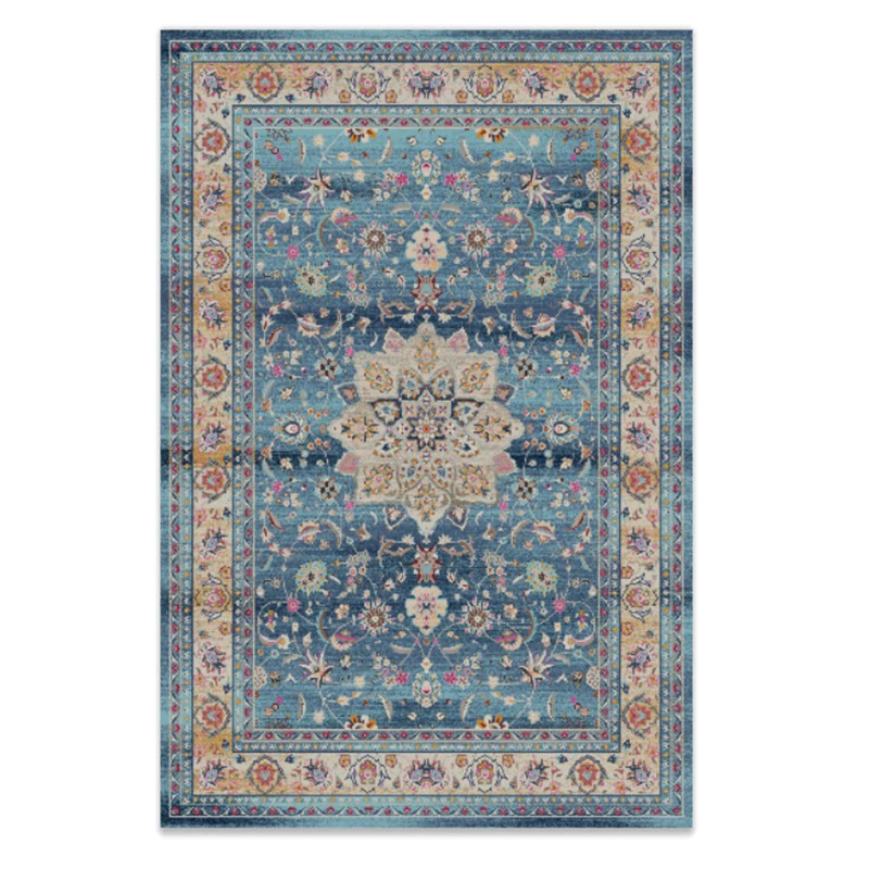 American Carpet Living Room Turkey Tapis Vintage Blue Lounge Rug Bedroom Carpet Decoration Home Soft Persian Carpets