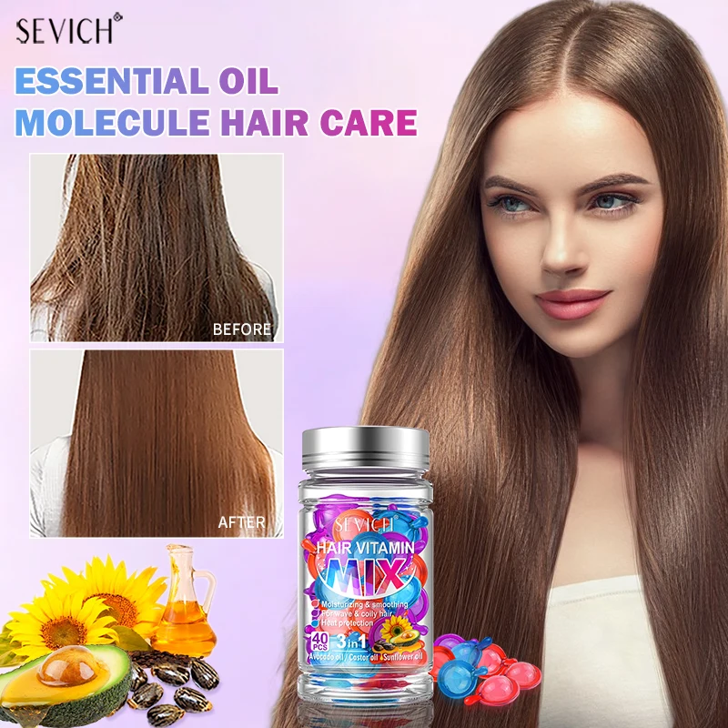 SEVICH Anti Hair Loss Hair Vitamin Capsule Oil Keratin Complex Oil Smooth Silky Hair Serum Hair Mask Repair Frizz Damaged 40pcs