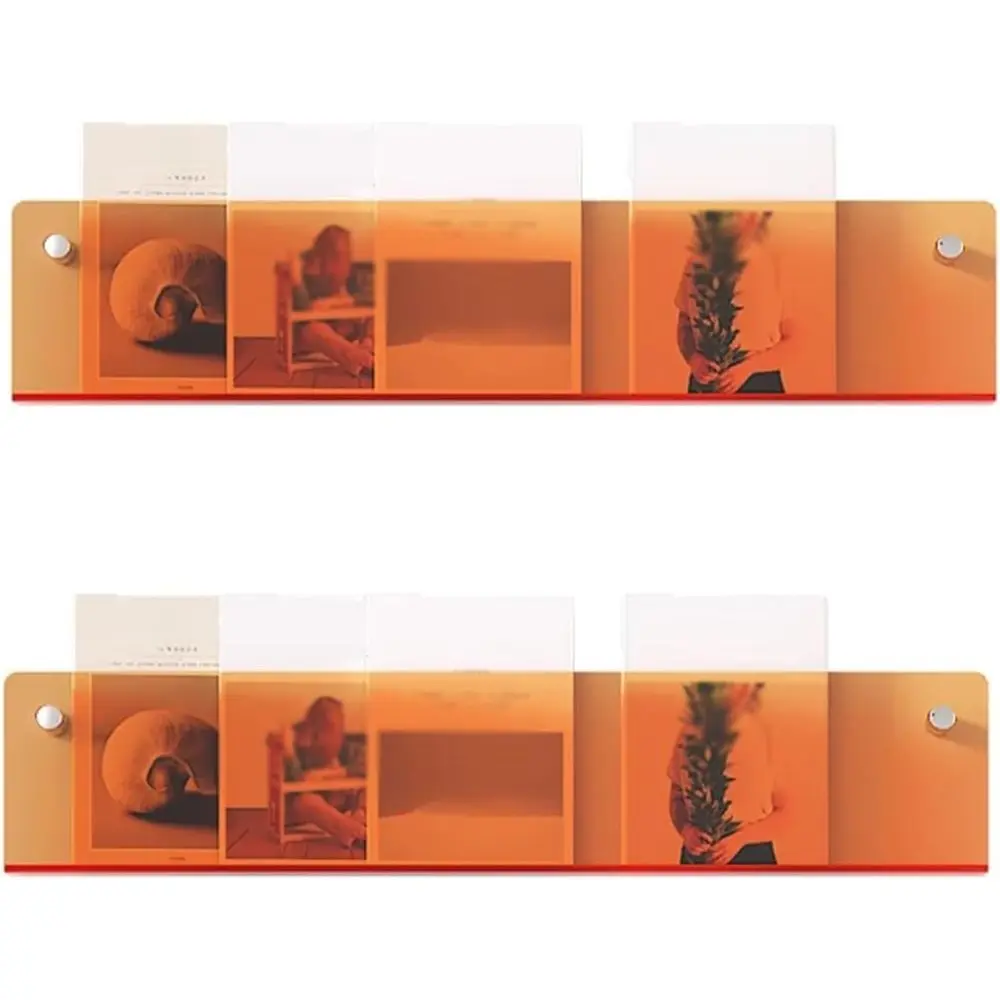 

Acrylic 2-Tier Wall-Mounted Magazine Rack, Orange, Suitable for Small Spaces and Various Settings