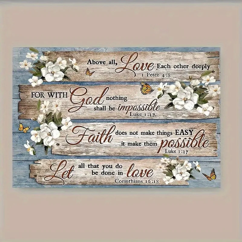 1PC Direct Hanging Christian Bible Verses Flower Print Poster Painting for Living Room Dining Room Bedroom Home Decoration