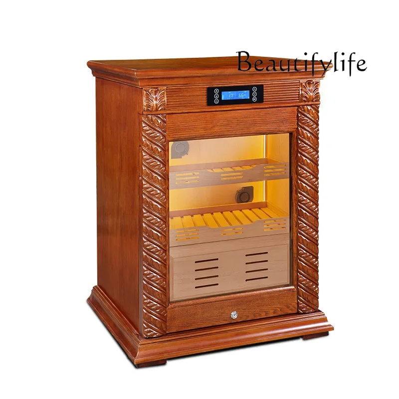 

J AA Cigar Cabinet Temperature Control Moisture Control Smart Compressor Double Insulation Insulating Glass Cedar Liner
