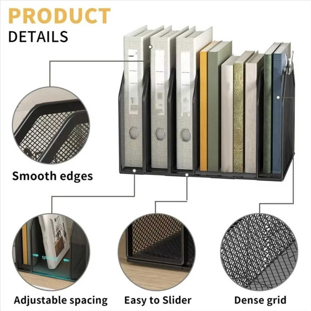 

Прочная подставка для книг с 5/7 сетками, съемный регулируемый настольный органайзер, металлическая сетка, держатель для книг, использование для студентов