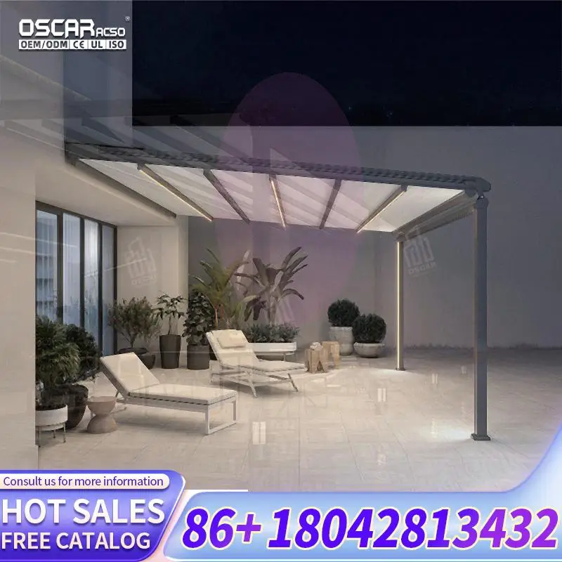 

Открывающаяся пергола для бассейна из алюминия и ПВХ с LED-подсветкой, водонепроницаемая, с порошковым покрытием, 3x4, конструкция навеса для автомобиля, выдвижной тент