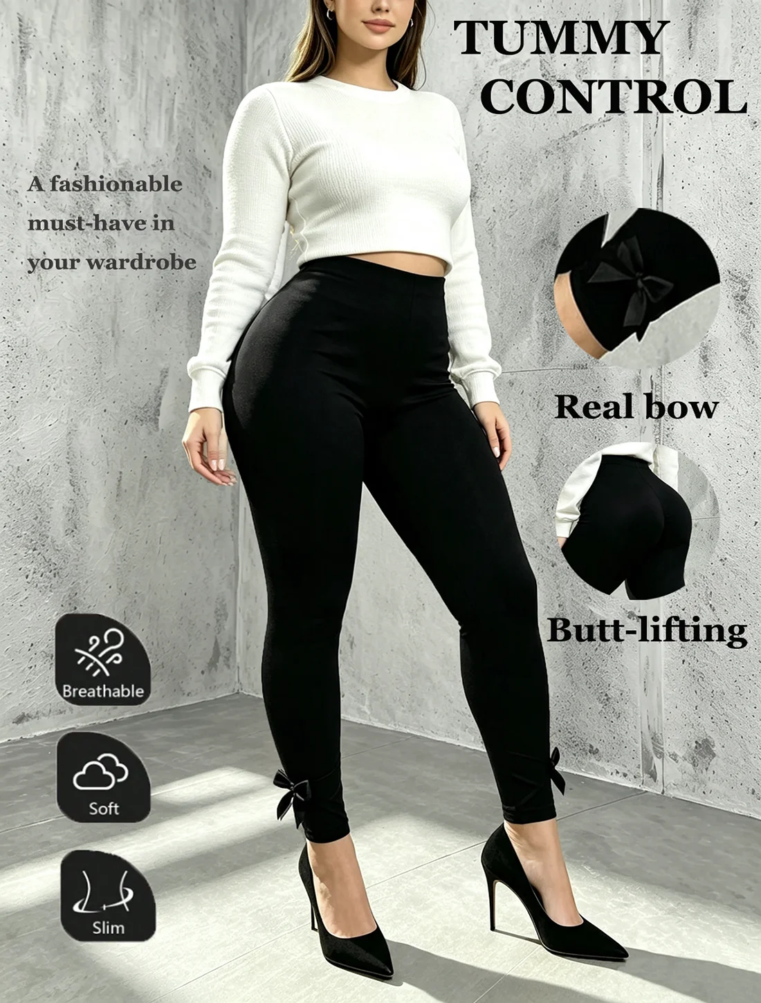 Ladies' Autumn Winter High Elasticity Leggings Bow Sweet Leggings Fashionable Daily Holiday Cropped Pants