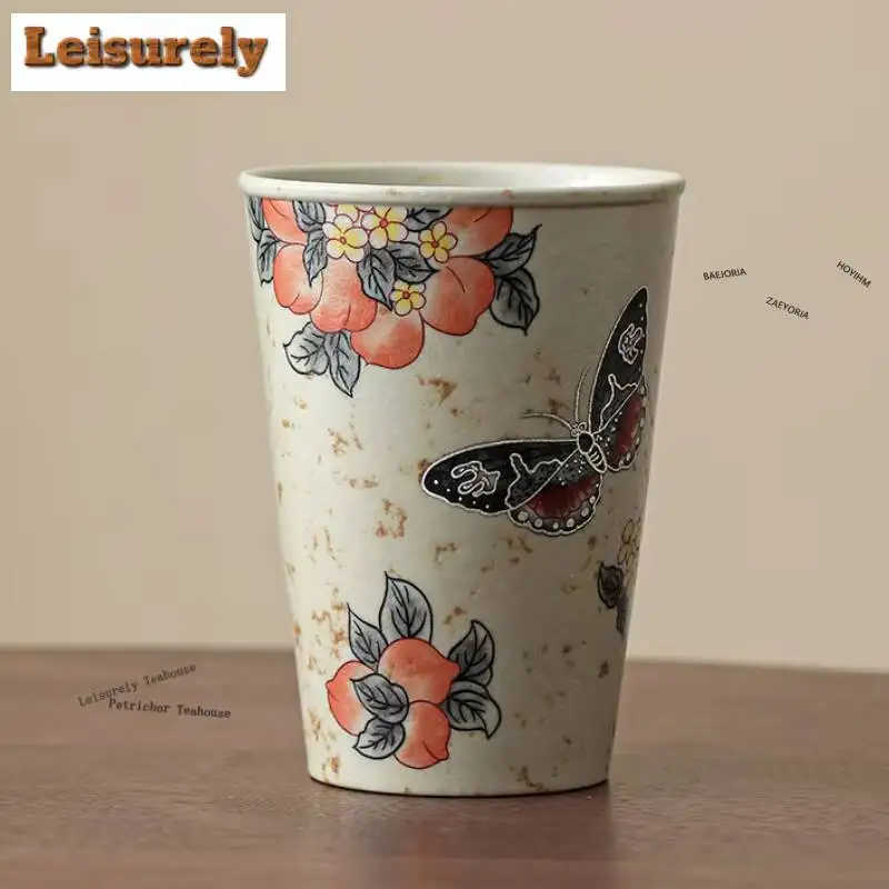 350ml Caramel Glaze Butterfly Cola Mug Bubble Teacup Cold Hot Water Jug Hand Warmer Office Water Cup Tableware Decoration Gift