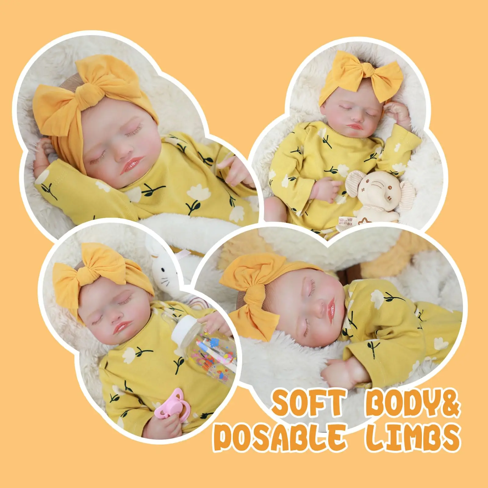 18 inch schattige slapende herboren babypop LouLou levensechte pasgeboren pop handgemaakte 3D huidskleur zichtbare aderen kerstcadeaus speelgoedpop