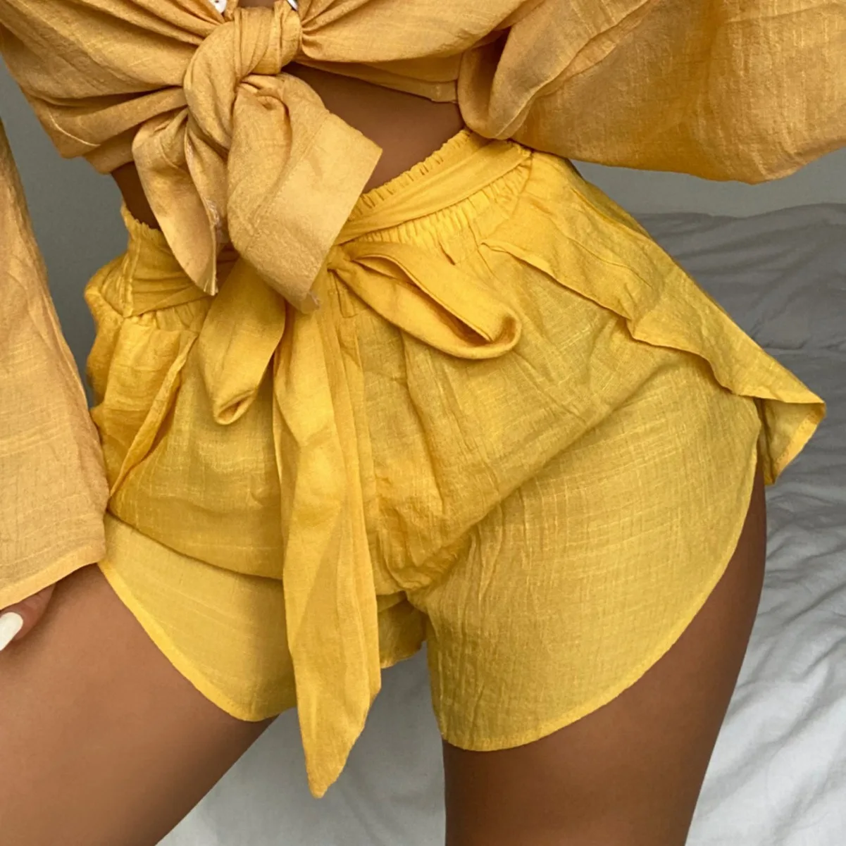 

New Yellow Shorts with Elastic Elastic Sexy High Waist Shorts Swimsuit Women
