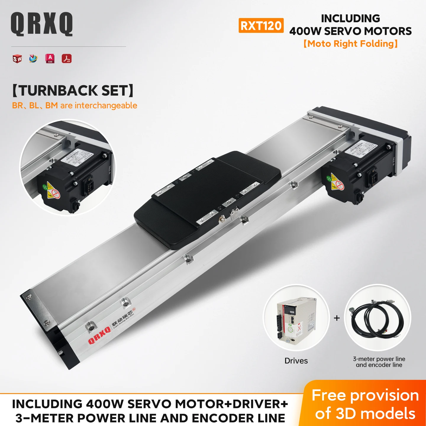 QRXQ RXT120 Fully Enclosed Linear Rail Guide Stage Dust Cover 120mm wide Aluminum Slide Table Max load 110KG CNC Linear Guide