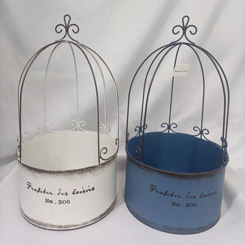 Wrought iron goods, Japanese-style flowerpot, Korean-style French round, can hang birdcages